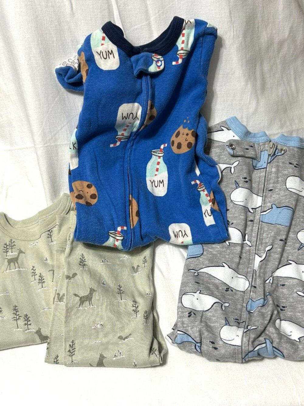12 Month Footed Sleepers and Pajamas Set 4 pieces! Like New
